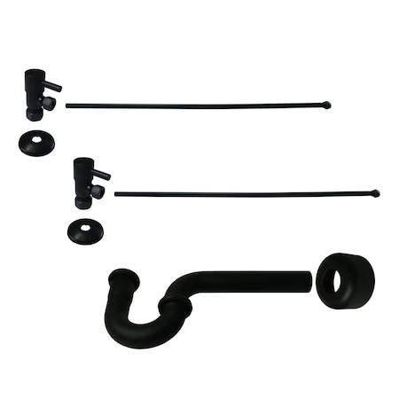 Westbrass Pedestal Sink Faucet Supply Kit with 1/4-Turn Lever Handles and P-Trap, Oil Rubbed Bronze D1838QRL-12